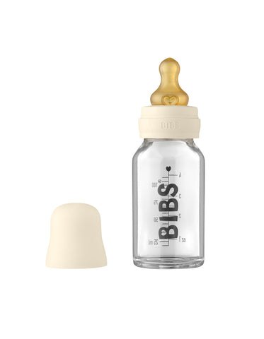 BIBS stiklinis maitinimo buteliukas kūdikiui 110 ml Ivory