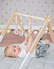 lavinamojo stovelio žaislai rožiniai | baby gym toys for wooden frame CLASSIC pink