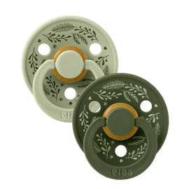 BIBS HOLIDAY colour čiulptukų rinkinys | Sage & Hunter Green | 0-6 mėn