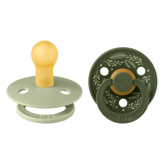 BIBS HOLIDAY colour čiulptukų rinkinys | Sage & Hunter Green | 0-6 mėn