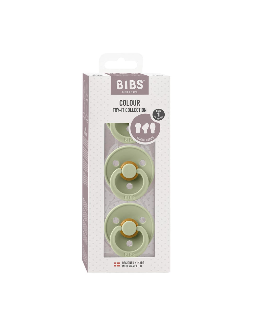 BIBS Color try-it lateksinių čiulptukų rinkinys naujagimiui, bibs ortodontiniai čiulptukai, bibs čiulptukai 0-6 mėn 1 dydis, bibs čiulptukai eurovaistine