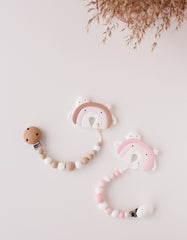 silikoninis kramtukas vaivorykštė su laikikliu | silicone teething toy rainbow with a clip