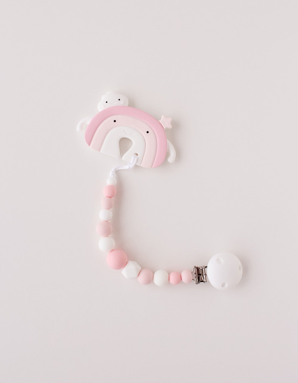 silikoninis kramtukas vaivorykštė su laikikliu | silicone teething toy rainbow with a clip