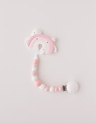 silikoninis kramtukas vaivorykštė su laikikliu | silicone teething toy rainbow with a clip