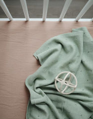 medvilninė mushie antklodė pointelle sage melange | knitted mushie blanket pointelle sage melange