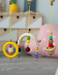 minimalistiniai lavinamojo stovelio žaisliukai ryškūs | MINIMALIST wooden baby gym toys set bright